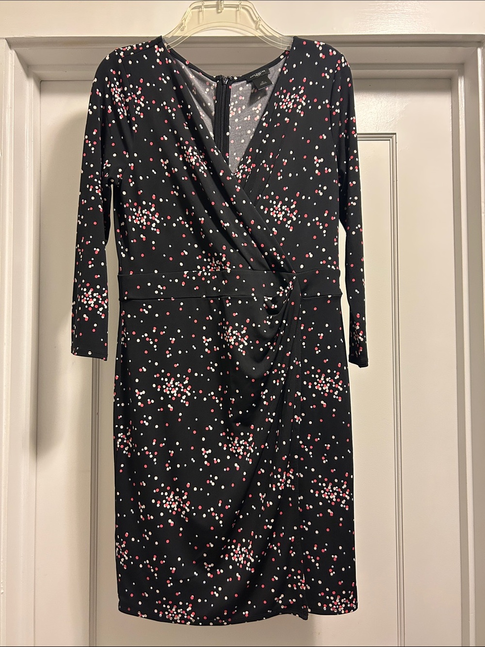 Ann Taylor Black Dot-Print Wrap Women’s Dress - 4 Petite, NWOT